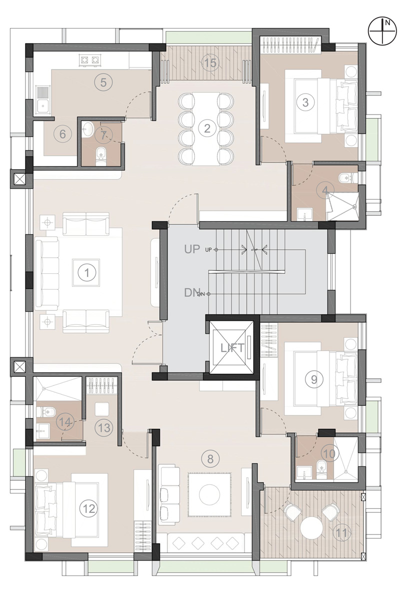 DUPLEX TYPICAL 3 BHK UNIT PLAN IN JODHPUR PARK